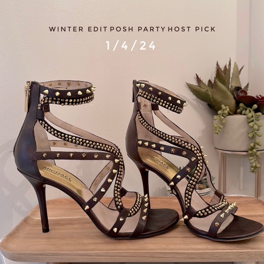 🌟HP🌟Michael Michael Kors Gold Studded Larissa strappy heels